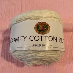 Lion Brand Comfy Cotton Blend Yarn Whipped Cream 200g 392yd Crochet Knit Soft